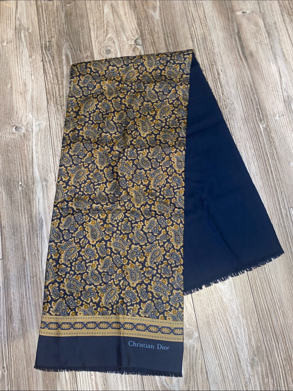 Vintage Christian Dior mens silk and wool scarf